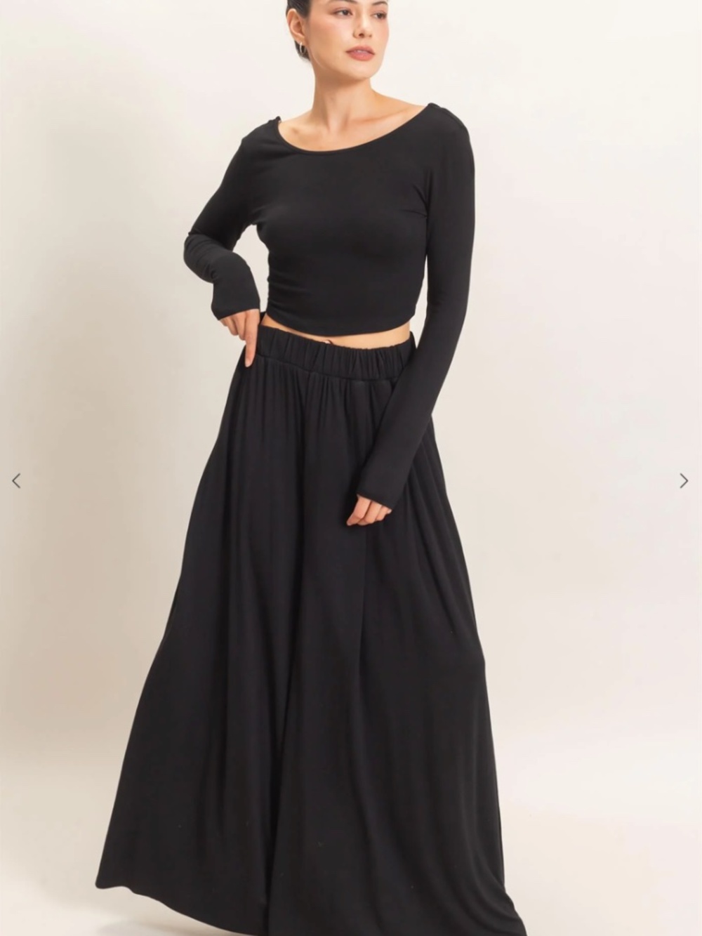 NEW HYFVE Black Long Sleeve Crop Top & Wide Leg Lounge Set S/M/L - Picture 2 of 6